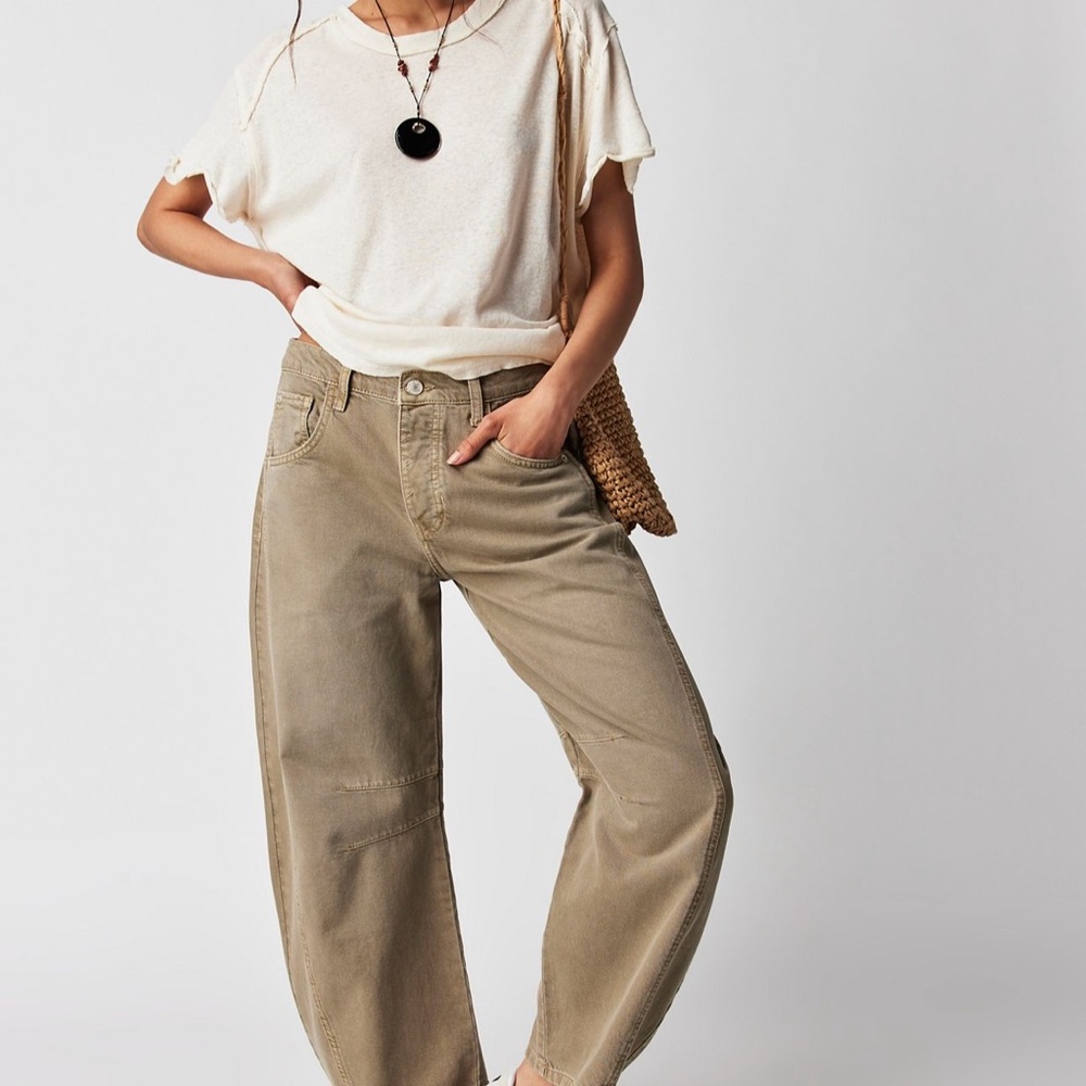 Free People Tan Boyfriend Jeans